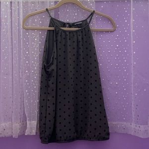 olive green polka dotted formal top